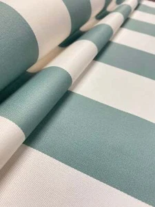 Designer Indoor Outdoor Seafoam Cream Nautical Stripe Upholstery Drapery Fabric - Picture 1 of 5