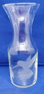 Hummingbird Etched Glass Small Wine Water Juice Carafe Bed Side Decanter Decor  - Picture 1 of 8