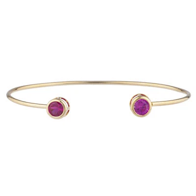 Brazalete Brazalete Bisel Redondo Oro 14Kt Creado Rubí y Zafiro Rosa Foto 1 de 4