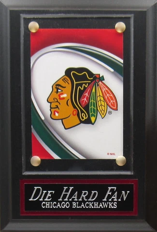 DIE HARD FAN CHICAGO BLACKHAWKS LOGO CARD PLAQUE FOR YOUR MAN CAVE WALL DECOR Cover