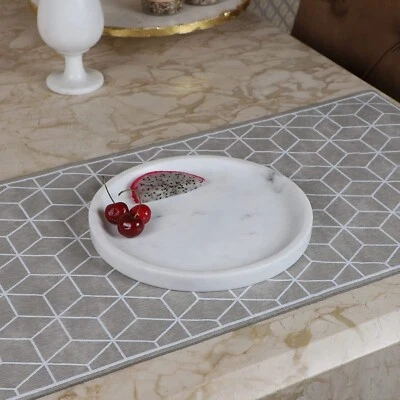 Round Shape White Marble Tray for Dining Table Decoration and Gift - Image 1 of 4