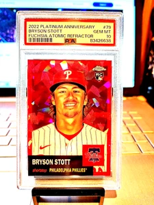 2022 Platinum Annv. #48/100 Bryson Stott Fuchsia Atomic Ref. #79 Gem Mt 10 Star" - Picture 1 of 8