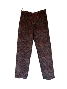 Vintage Rafaella Corduroy Pants Sz 6 Brown Paisley Floral Boho 90s Fall Side Zip - Picture 1 of 12