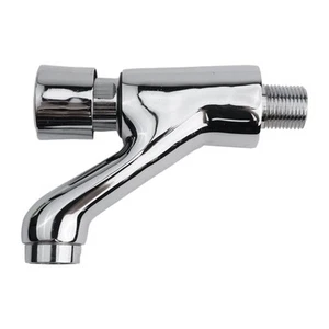 Bathroom Self Closing Tap Basin Push Wall Faucet Delay Single Lever Brass Chrome - Picture 1 of 17