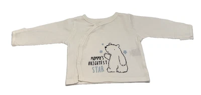 Gerber Baby Boys Infants Snap Up Shirt 0-3 Months Long Sleeve Bear Stars Cotton - Image 1 of 4