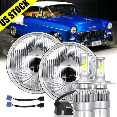 Faros LED redondos de 7 pulgadas de punto alto haz sellado 2 piezas para Dodge Dart 1964-1976 Foto 1 de 4