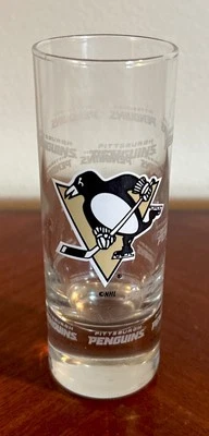 PITTSBURGH PENGUINS Grande Alto Doble Tiro Vidrio NHL Hockey Foto 1 de 4