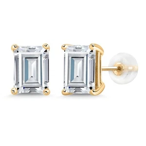 14K Yellow Gold White Moissanite Stud Earrings For Women (3.50 Cttw, Gemstone - Picture 1 of 7