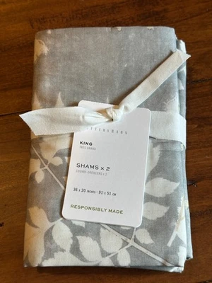 Juego de 2 fundas KING Pottery Barn floral sombra percal nuevas con etiquetas Foto 1 de 4