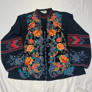 Top túnica Savanna Jane bordado cachemira manga alfil talla M usado en excelente estado - Imagen 1 de 15