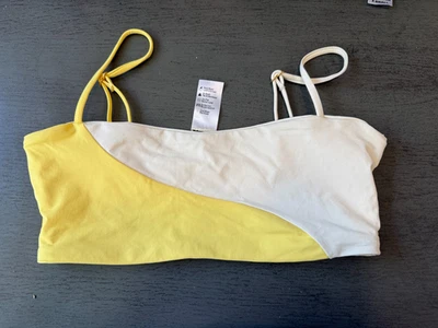 NEW white yellow  L SPACE swimsuit bikini top size medium - Image 1 of 2