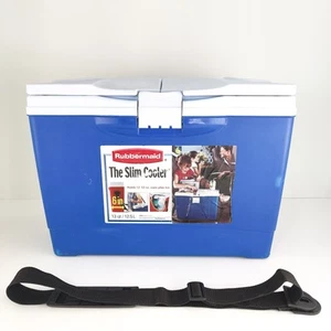 Rubbermaid Cooler The Slim 13QT/12.5L Blue w/ Dual Lid 14 x 19.5 x 7 Summer :-) - Picture 1 of 19