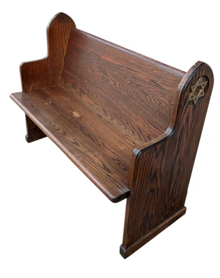 Antiguo Banco Sinagoga Iglesia Banco Roble Macizo Neo Gótico Renacimiento Estrella de David L Foto 1 de 4