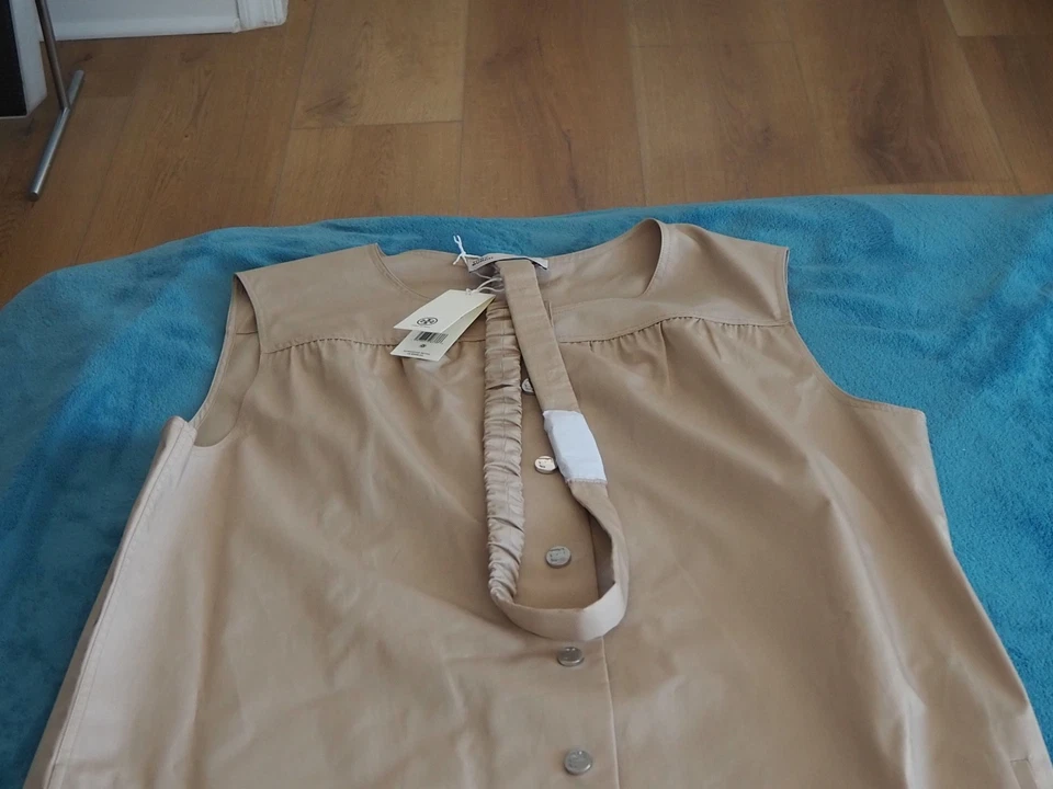 Vestido Tory Burch algodão popeline pomba cinza (caqui) tamanho 14 novo com etiquetas - Imagem 1 de 4