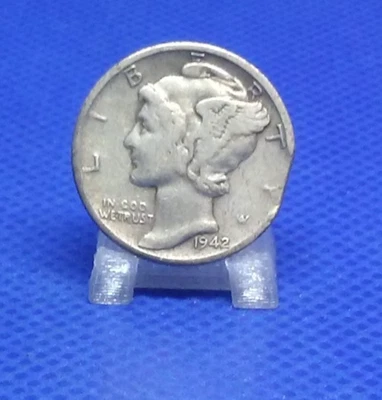 1942 Mercury 10c Dime - Curved Clip - Image 1 of 2