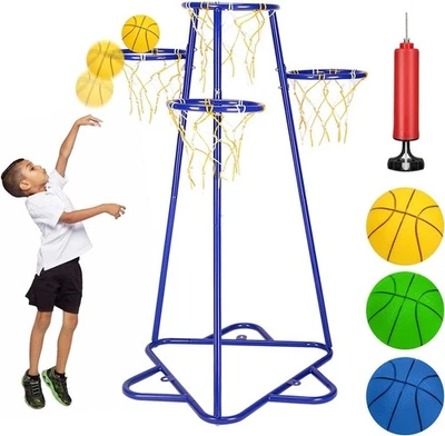 Canestro da Basket per Bambini, 4 Cerchi da Basket per Bambini, Stan da Basket Portatile... - Immagine 1 di 4