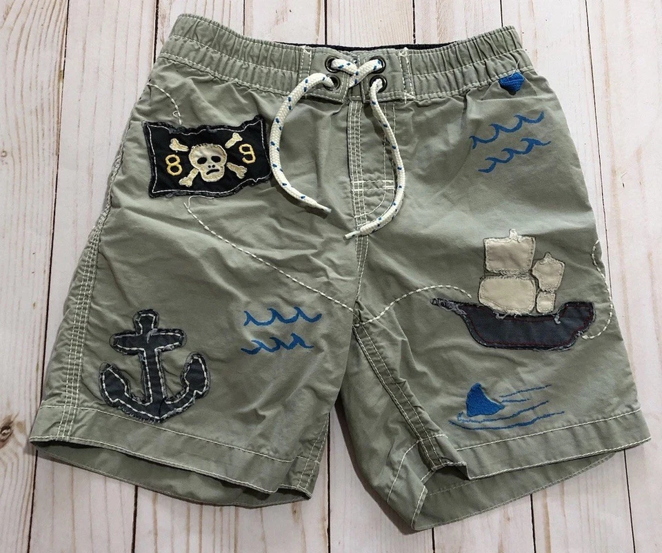 Baby Gap Pirate Treasure Swim Trunks Shorts Midland Grey Toddler Boys Sz 2 Years - Image 1 of 4