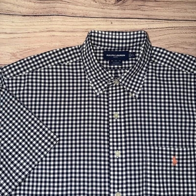 VTG Polo Ralph Lauren Golf Tilden Gingham Shirt Navy  X-Large Classic Cotton - Image 1 of 4