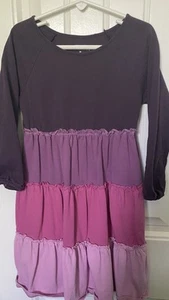 GARNET HILL KIDS Medium Dress, Ombre Tiers with Ruffles, Pink and Purple, 6-8 M - Picture 1 of 4