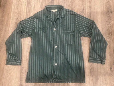 Vintage Norm Thompson Men Size Medium Nylon Pajama Top Only Green Stripe USA - Image 1 of 4