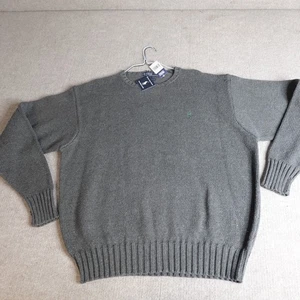 Vintage Polo Ralph Lauren Sweater 2XL Gray Solid Crew Neck Ragg Cotton NEW - Picture 1 of 8