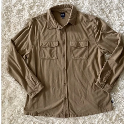 GAP Mens XXL Shirt Jacket Button Down Long Sleeve Tan Brown Workwear Oversized - Image 1 of 4