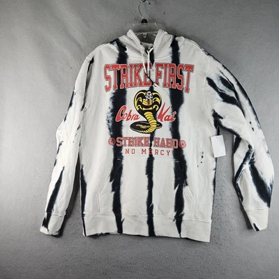 Sudadera con Capucha Cobra Kai Para Hombre Grande Blanca Negra Tie Dye Pullover Strike First Bioworld Foto 1 de 4
