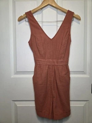 American Eagle Cotton Linen Sleeveless Romper V-neck Rose XS Petite NWT Boho - Image 1 of 4