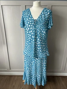 Michaela Louisa Size 18 Blue & White Spot Mother Of The Bride Skirt Suit - Picture 1 of 10