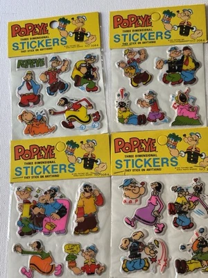 1981 Vintage Retro Popeye King Features 3D Puffy Sticker Sealed Packets x4 - Image 1 of 4