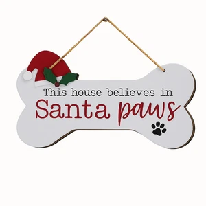 Christmas Dog Bone Hanging Sign Santa Paws Decoration Ornament Pet Lovers Gift - Picture 1 of 1