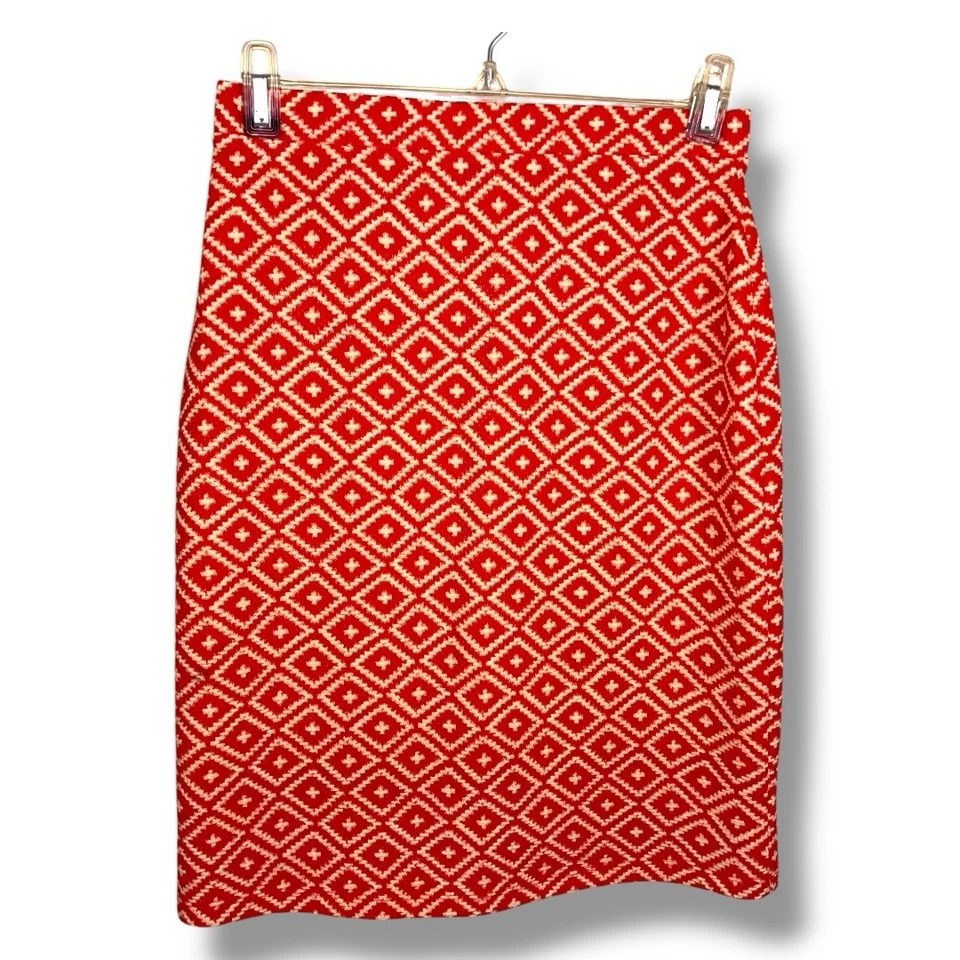 Falda lápiz forrada con estampado tribal geométrico rojo marfil Gilli pequeña elástica  Foto 1 de 4