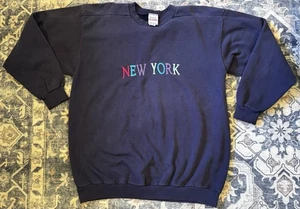 Vintage 90s Santee Crewneck Heavy Sweatshirt Herren XL blau New York bestickt - Bild 1 von 14