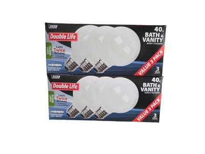 FEIT ELECTRIC 40W G25 Double Life Bath & Vanity Bulbs | Soft White | 6 Bulbs - Image 1 of 4