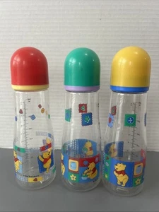 The First Years Disney Winnie The Pooh Plastic Baby Bottle 8 oz Vintage Rare Lot - Picture 1 of 5