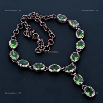 Хэллоуин продажи зеленый аметист драгоценных камней меди цепочка электроформованный жена ожерелье - Изображение 1 из 4