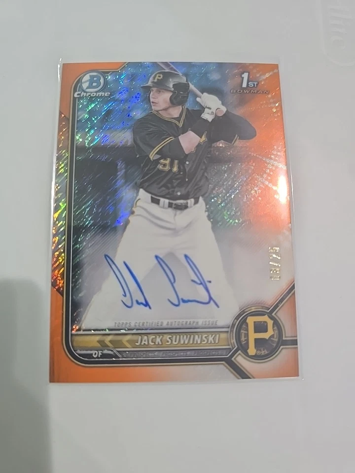 2022 BOWMAN CHROME JACK SUWINSKI ORANGE SHIMMER REFRACTOR AUTO 03/25 SP  - Image 1 of 4