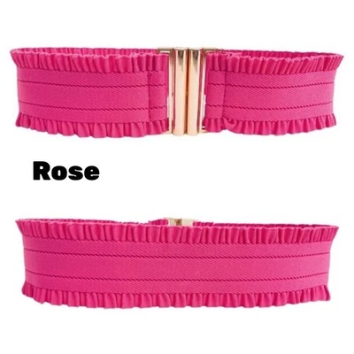 Fashion Elastic Waist Belt Women Dresses Coats Stretch Belt Gold Buckle Band - Image 1 of 4