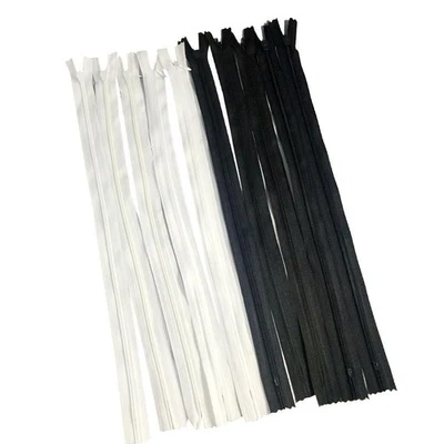 10 Pieces White Black Invisible Nylon Closed End Zip Zippers for Sewing 40cm - Image 1 of 4