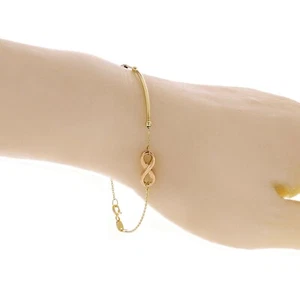 Italienisches 14k Tri Color Gold Unendlichkeit Charm Bar Gliederarmband 7,25" 1,7 Gramm - Bild 1 von 5