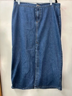 Falda larga modesta vaquera lavada azul marino antigua vintage talla 16 regular Foto 1 de 4