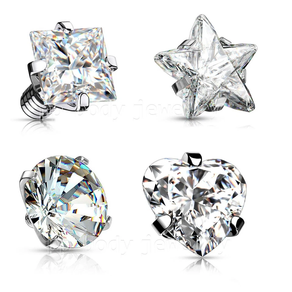 Juego de puntas de anclaje dérmico superior con forma de acero quirúrgico roscado interno 14G de 1 pieza Foto 1 de 1