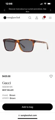 Gafas de sol cuadradas Gucci Havana para hombre - marco marrón/lente azul Foto 1 de 3