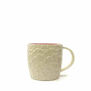 Starbucks White Mosaic Embossed Ceramic Mug 14oz Very Good Condition - Picture 1 of 10