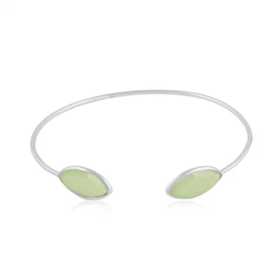 Elegante brazalete brazalete de plata 925 con piedras preciosas de calcedonia de prehnita para mujer joyería Foto 1 de 4