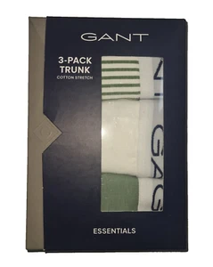 GANT TRUNKS 3 PACK SIZE 2XL XXL COTTON STRETCH GREEN/WHITE NEW BOXED - Picture 1 of 1