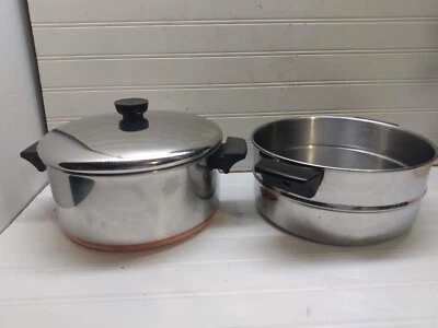 Revere Ware 4 Qt Stockpot Copper Clad Dutch Oven 4Qt Steamer Insert & Lid - Image 1 of 4