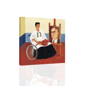 Frida Kahlo Selbstporträt mit Portrait von Dr. Farill - LEINWAND oder DRUCK WANDBILD - Bild 1 von 2