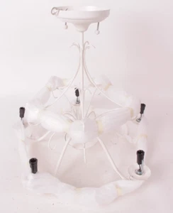 Pottery Barn Kids Mia Flushmount flush mount chandelier light - white w crystals - Picture 1 of 8