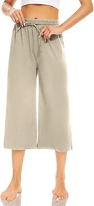 SUNYAA Womens Capri Yoga Pants Wide Leg Casual Summer Drawstring Loose Comfy Med - Picture 1 of 1